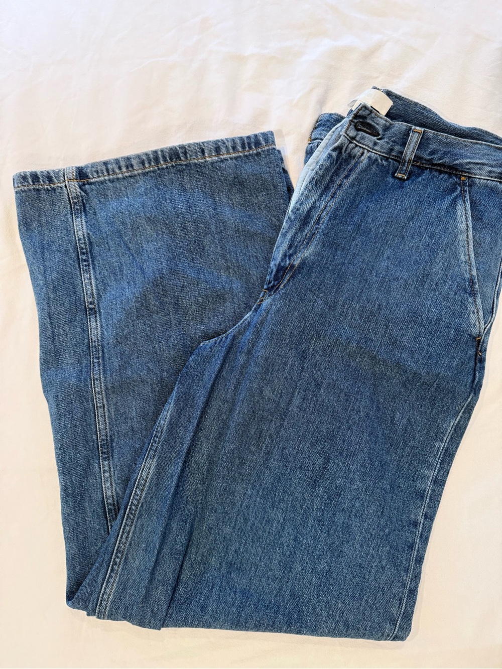 COS Wide-Leg Flare Jeans in Medium Blue Denim